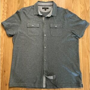 Banana Republic Luxury Touch Shirt XL Heather Olive Green Short Sleeve Button